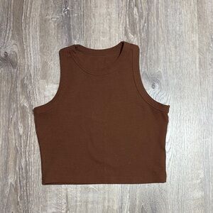 Amazon Brown Fitted Crop Tank Top
